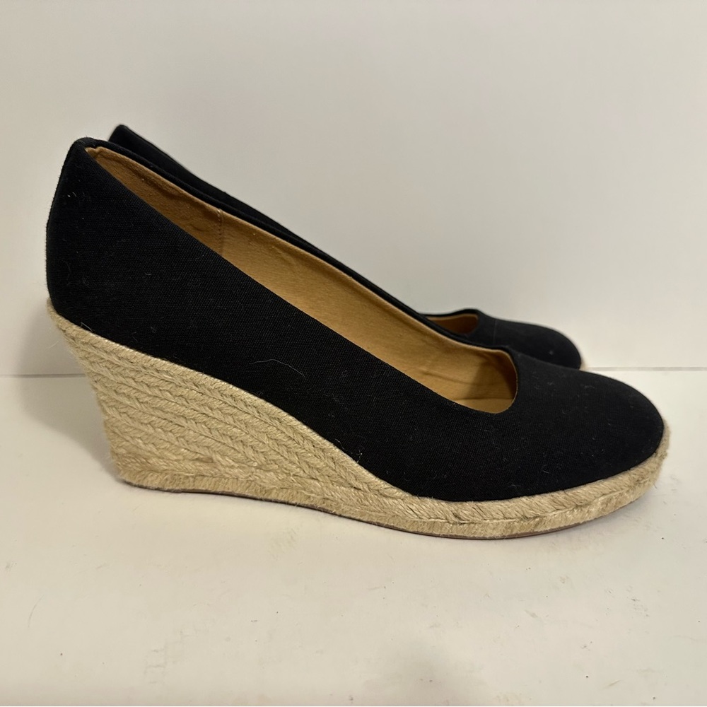 J.Crew Seville Wedge Espadrilles In Black Size 8.5